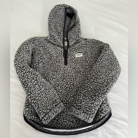 Abercrombie and Fitch Sherpa Pullover Hoodie gray size 11/12 kids - Picture 1 of 4
